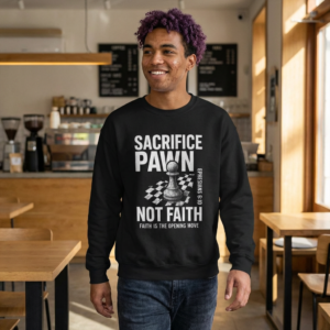 chess inspired unisex crewneck sweatshirt | sacrifice pawn not faith | [...]